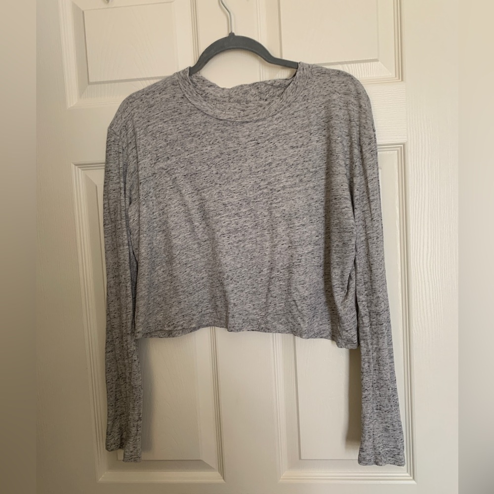 PINK - Gray Long Sleeve Simple Shirt - Size S